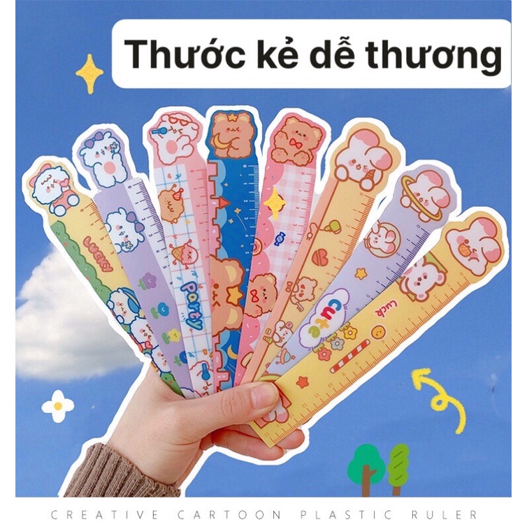 Thước kẻ 15cm bằng nhựa dẻo nhiều hình dễ thương phong cách Hàn Quốc Nhật Bản