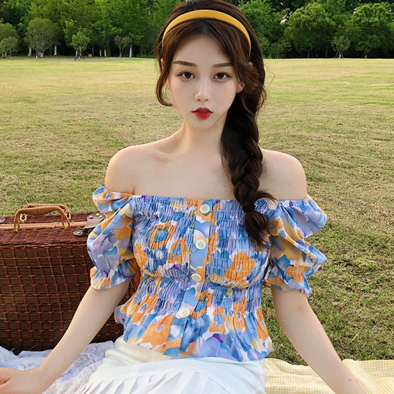 Áo Nữ Tay Ngắn In Hoa Thời Trang Hàn Quốc | BigBuy360 - bigbuy360.vn