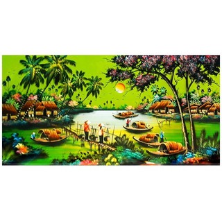 Tranh đính đá Nhịp sống đồng quê 120x68cm VS401
