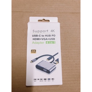 Cáp chuyển đổi USB Type C to HDMI + VGA + USB 3.0 + USB C 4in1 dùng cho Macbook, Samsung DEX