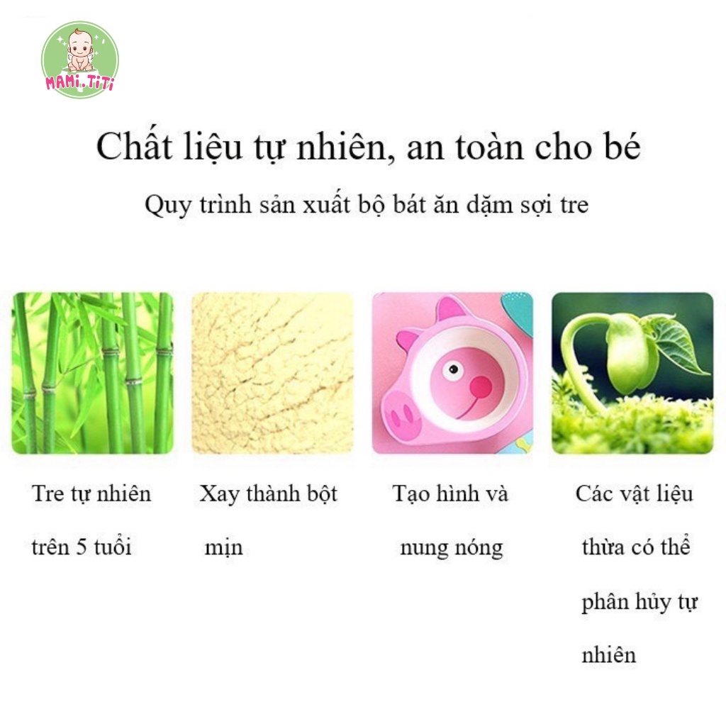 Bát ăn dặm, bát cho bé ăn dặm hình thú chất liệu sợi tre