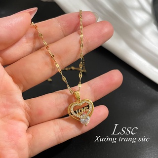 Vòng cổ titan nữ TITAN KHÔNG GỈ dây chuyền nữ mặt trái tim chữ love thời trang mẫu mới 2021