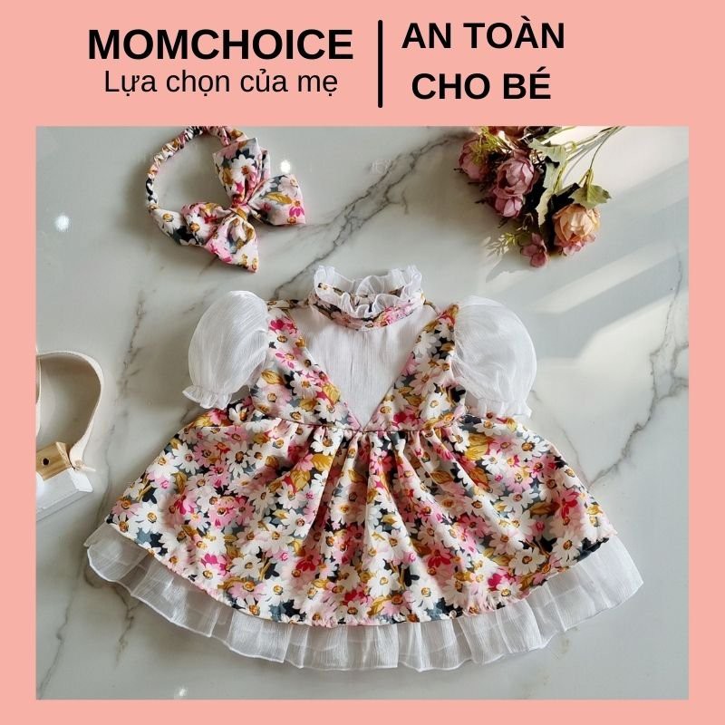 Đầm tiểu thư cho bé gái ❤️ FREESHIP ❤️ Váy trẻ em 2 lớp tay bồng kèm băng đô size 5kg - 18kg