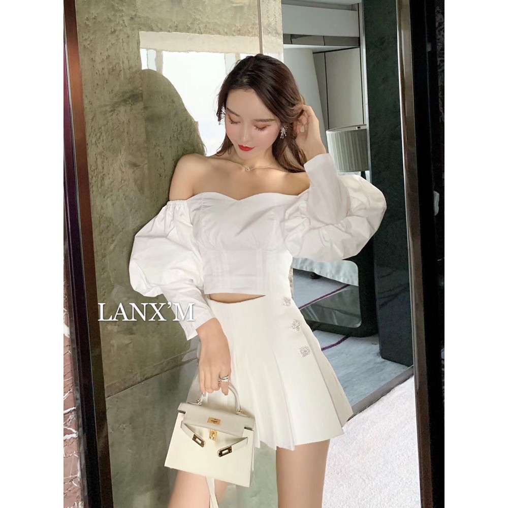 Set áo cup ngực tay bồng + chân váy