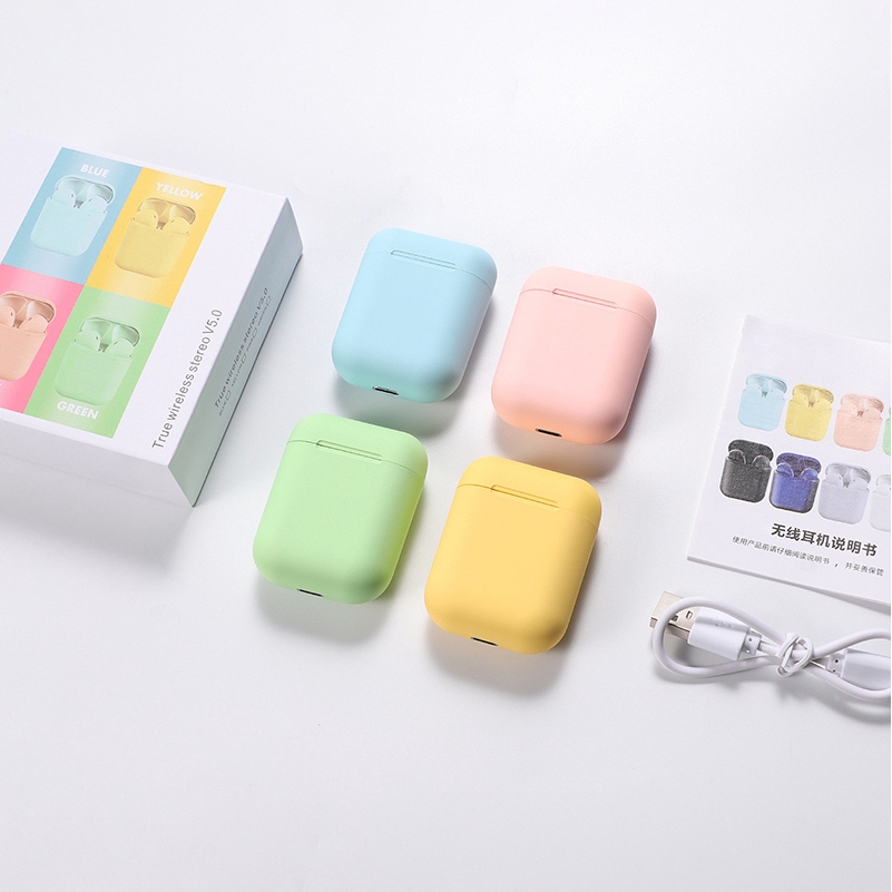 Wireless Bluetooth 5.0 Earbuds inpods12 Fashion Multicolor Fine Scrub Stereo Earphone
