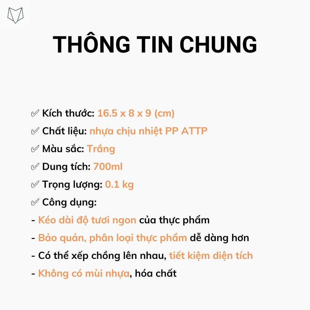 [Mã INCUBACK1416 hoàn 20K xu đơn 50K] Hộp bảo quản thực phẩm nhựa an toàn thiết kế tối giản