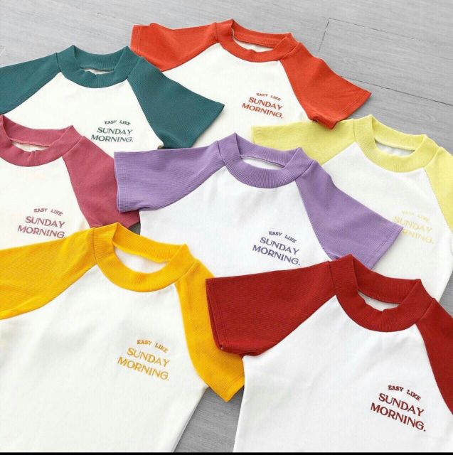 Áo croptop thun borip cao cấp tay ngắn phối màu cực đẹp