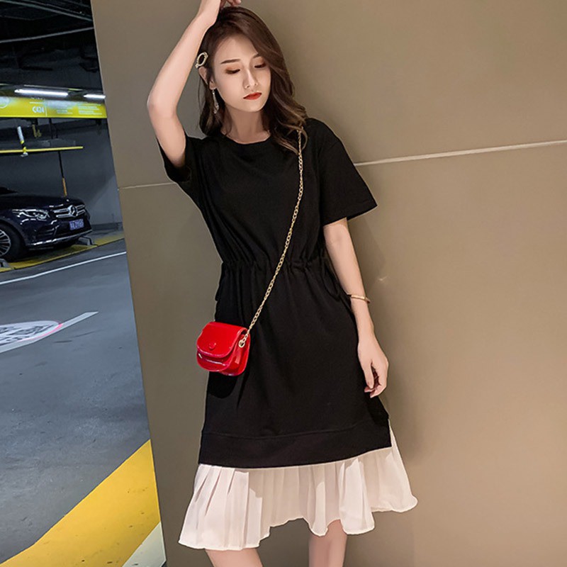 Đầm nữ đan kim tay ngắn phong cách thời trang mùa hè dáng rộng