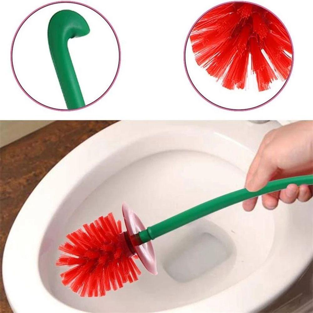 Bộ Bàn Chải Chà Toilet Tay Cầm Cong Hình Quả Cherry Không Trượt Dày Dặn Tiết Kiệm Không Gian