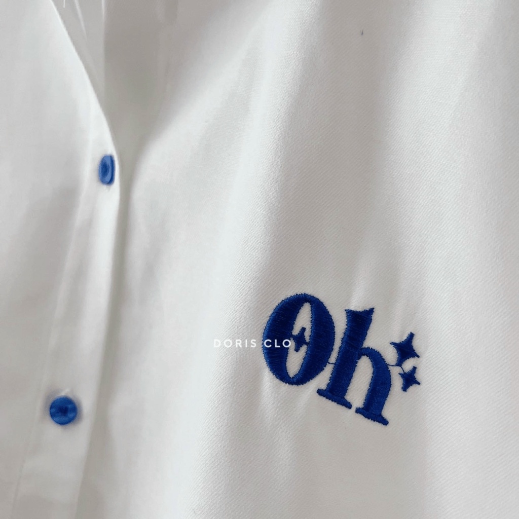 Áo Sơ Mi Nữ Tay Lỡ Thêu OH Chất kate Lụa Mịn Mát Form Rộng Mặc Đẹp Thoải Mái Thoáng Mát NEW UNISEX