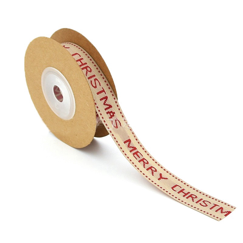 Cuộn Dây Ruy Băng In Chữ 15mm Dùng Trang Trí Giáng Sinh 5M