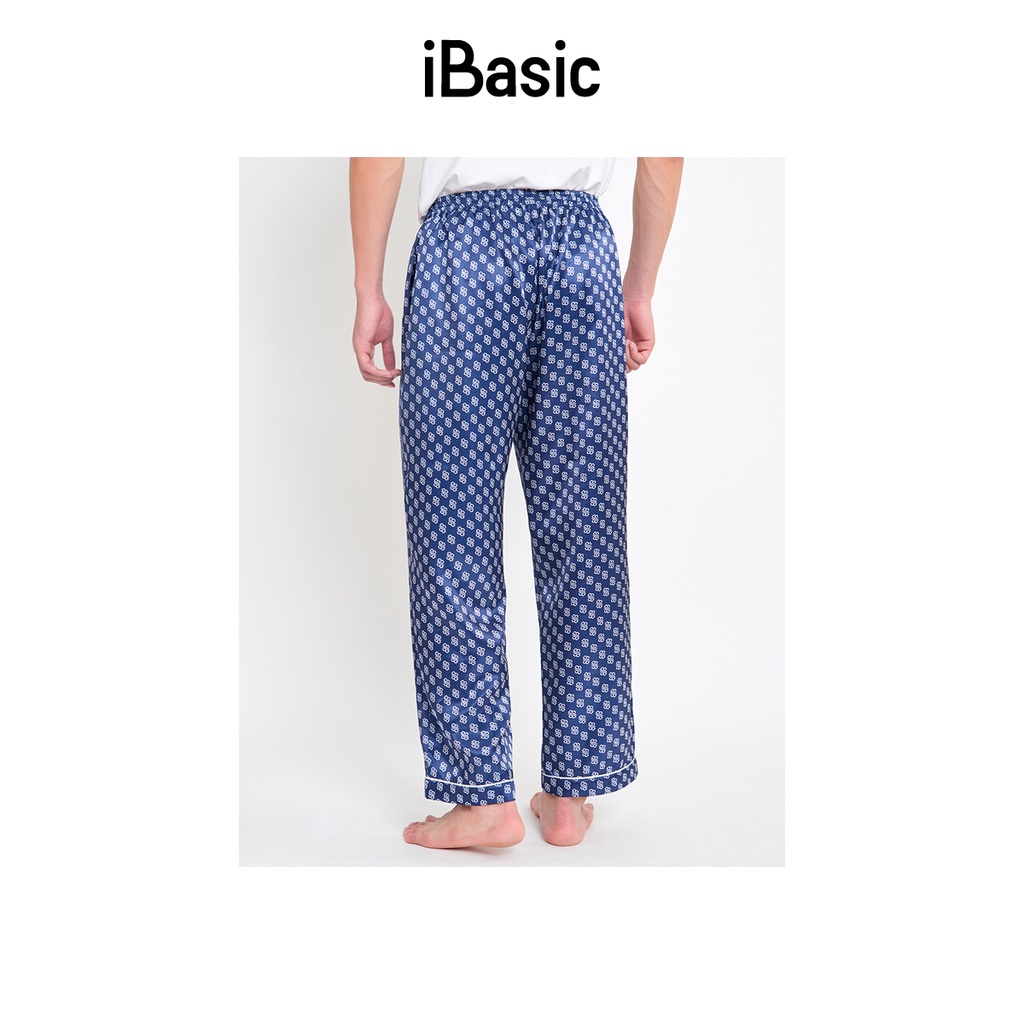 Bộ pyjama nam lụa Satin dài hoạ tiết icon iBasic HOMM016T và HOMM016B