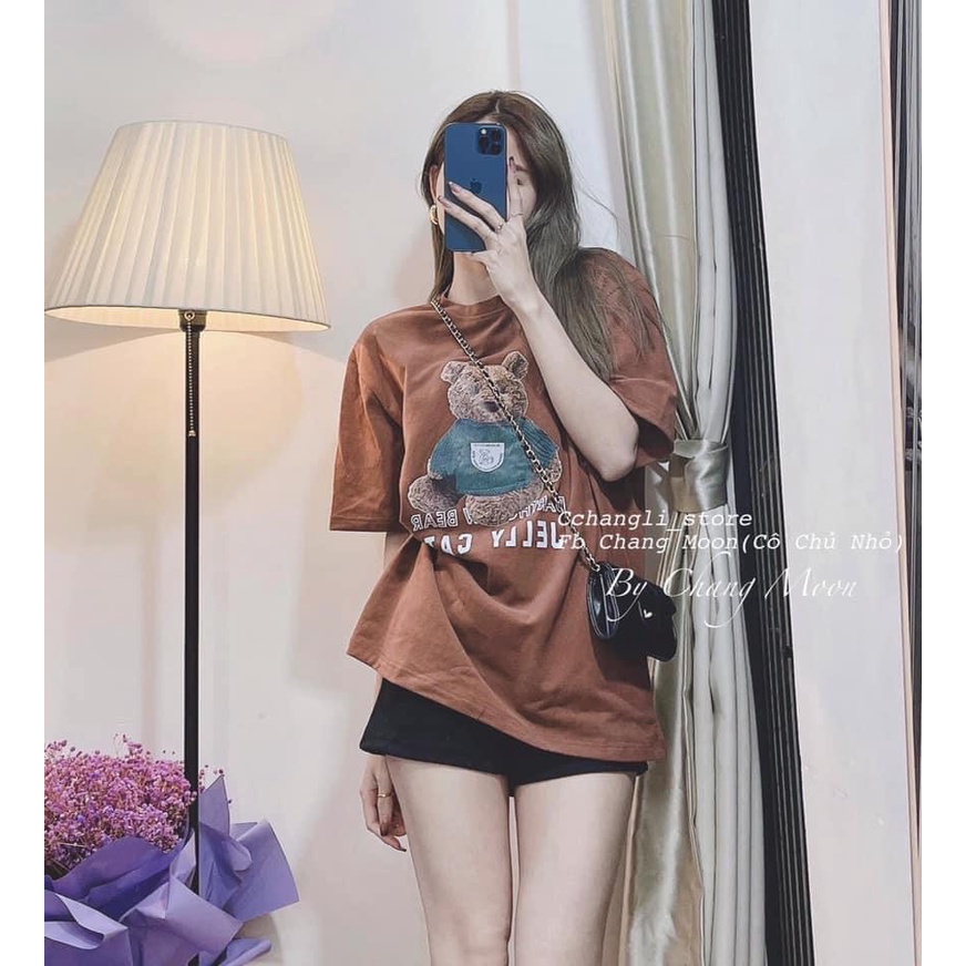 Áo thun cộc tay họa tiết gấu JELLY phom rộng dễ thương/ Áo phông oversize dáng thụng 3 màu thời trang unisex_kudoshop