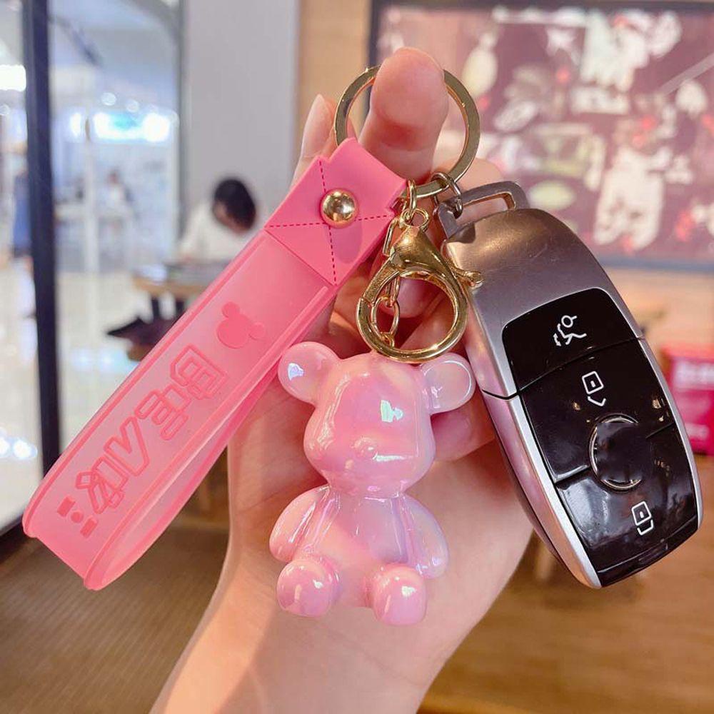 Nickolas Móc Khóa Hình Gấu Mạ Điện Sáng Tạo Thời Trang Kèm Dây Đeo Tay Trang Trí Túi Xách / Xe Hơi