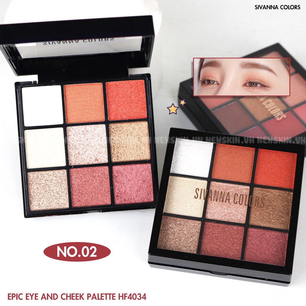 Bảng Phấn Má Hồng &amp; Mắt SIVANNA COLORS Epic Eye And Cheek Palette HF4034