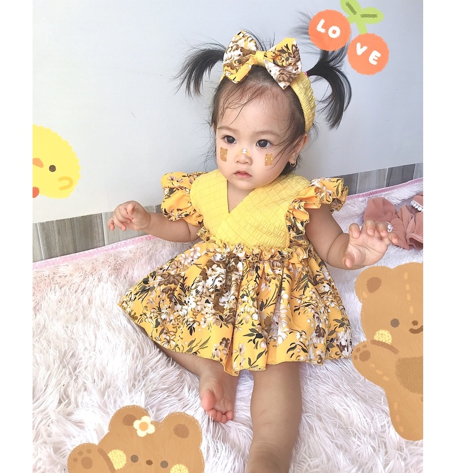 Đầm cho bé có size sơ sinh - 1 tuổi CHIPSTORE Váy hoa nhí cánh tiên màu hồng thiết kế cao cấp xinh xắn cho bé gái