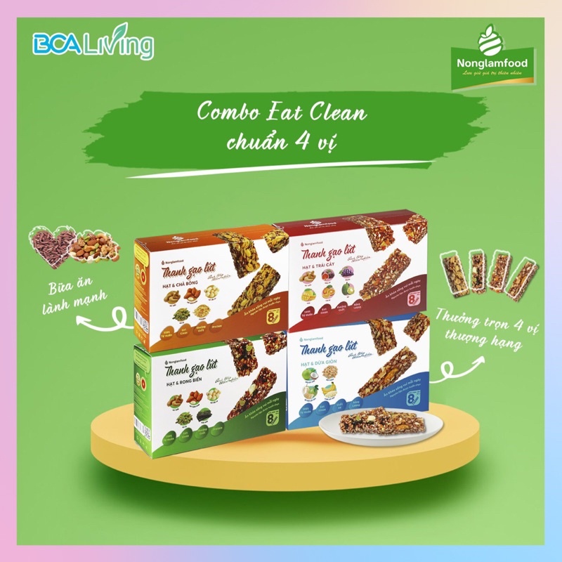 Thanh gạo lứt thuần chay Nong Lam Food 4 vị tốt cho sức khoẻ