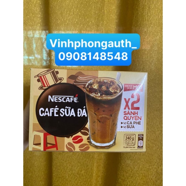 Cà phê / Cafe sữa đá Nescafe hộp 240gr 10 gói