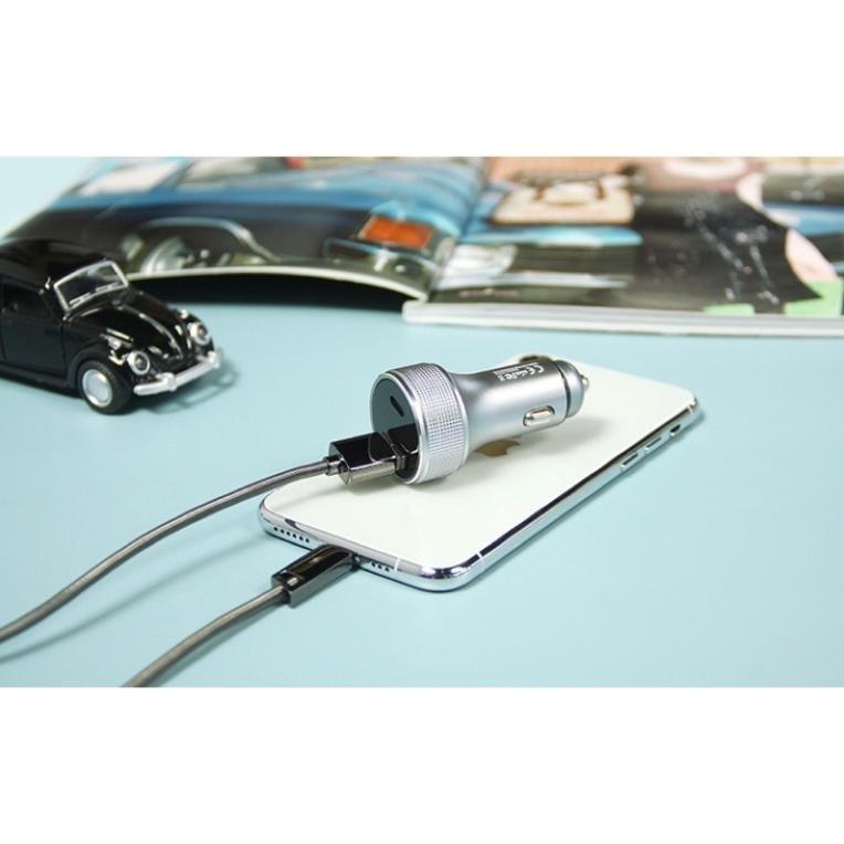 [ Chính hãng Remax ] Củ sạc nhanh oto 2 cổng 58.5W RCC-215 USB và Type C điện thoại tự ngắt BH 1 đổi 1 chính hãng