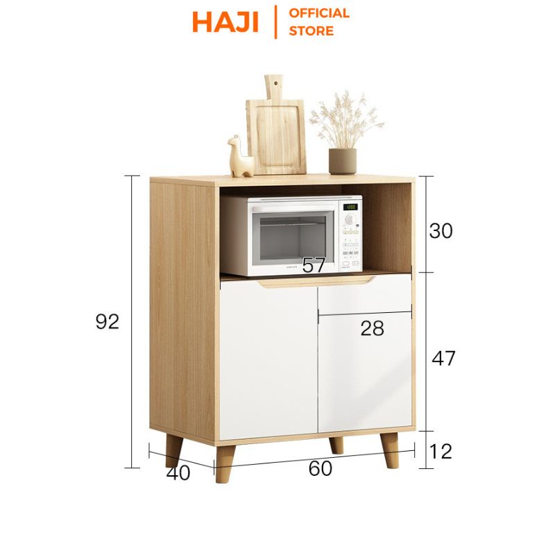 Tủ nhà bếp đa năng HAJI có ngăn lưu trữ vật dụng lớn phối màu đơn sắc sang trọng hiện đại A118