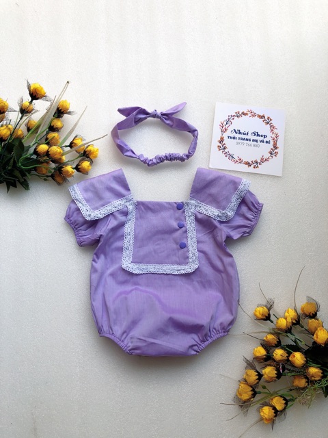 Bộ liền trẻ em màu tím có video