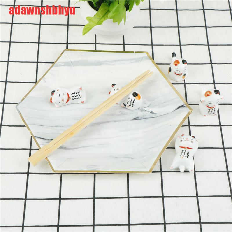 Dụng Cụ Gác Đũa Bằng Gốm Hình Mèo May Mắn Nhật Bản