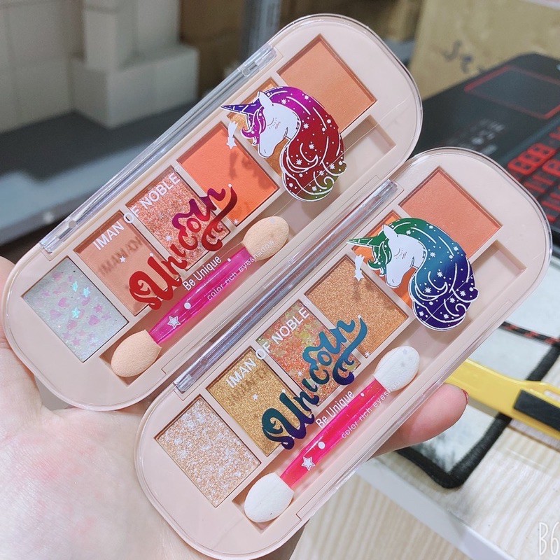 Phấn mắt nhũ kim tuyến 6 ô Iman Unicorn of Noble kèm chổi | BigBuy360 - bigbuy360.vn