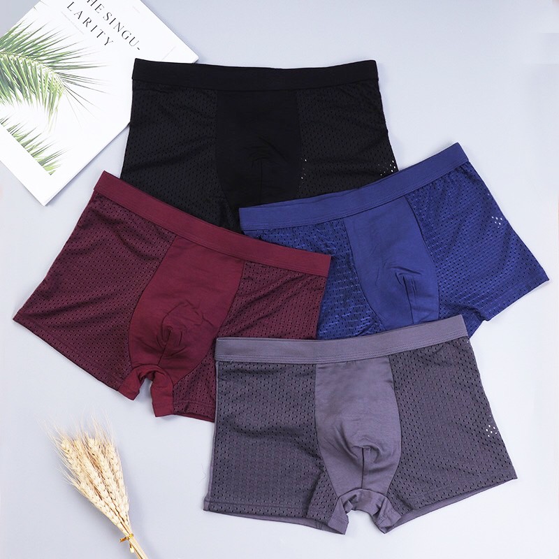 [FREESHIP_50K] (Có size lớn) Hộp 4 quần lót boxer nam William WS60 - Quần sịp đùi lưới thông hơi thoáng mát