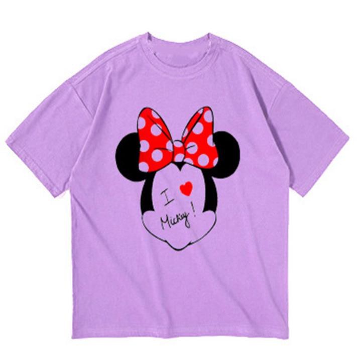 Áo thun bé gái form rộng in hình I LOVE MICKEY - ATBG15