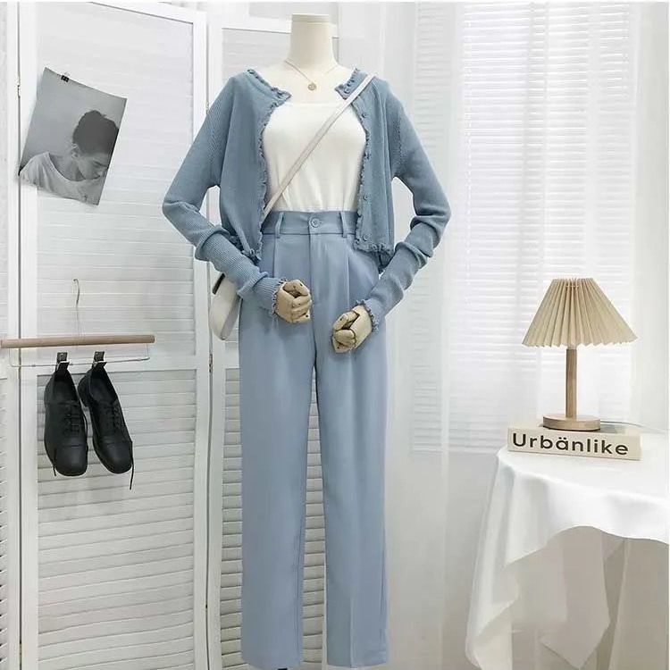 Quần Tây Dài Đến Mắt Cá Chân Dáng Rộng Phong Cách Hàn Quốc 2022 Mới Cho Nữ