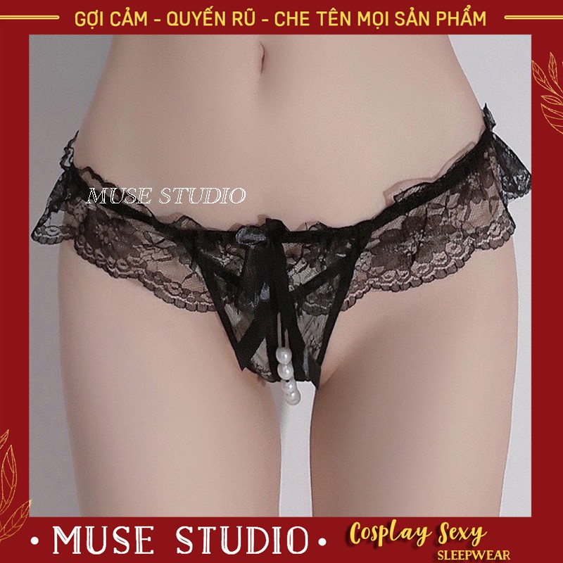 Đồ lót sexy - Quần lót lọt khe phối voan đính hạt