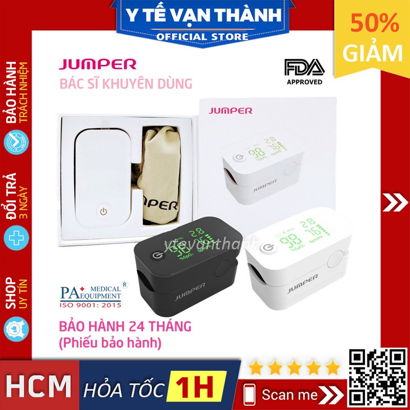 ✅ Máy Đo Nồng Độ Oxy SPO2 Và Nhịp Tim JUMPER JPD-500G LED + Bluetooth | Công Nghệ Đức -VT0936