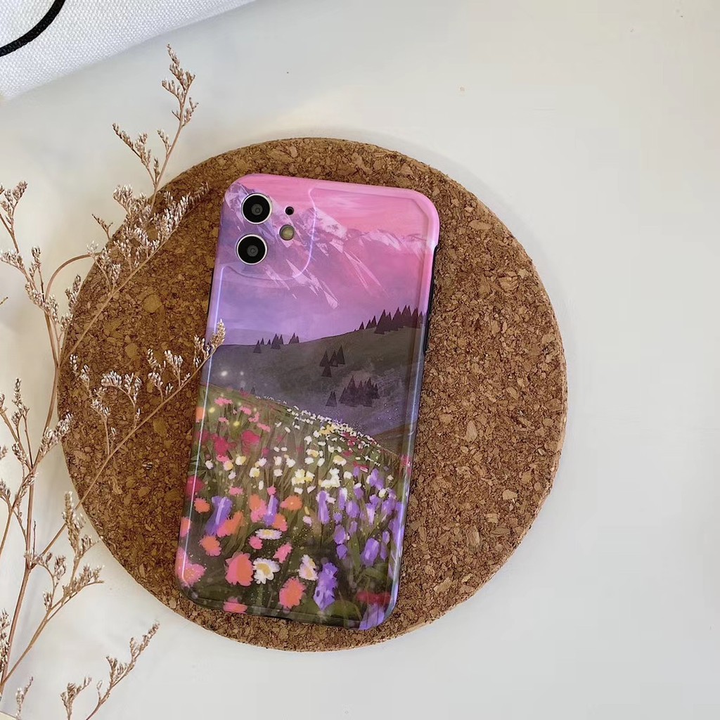 Ốp điện thoại in hoa tranh sơn dầu tím dành cho iPhone11 11Promax 7Plus 7 8 8 X XR XSmax SE2020 | BigBuy360 - bigbuy360.vn