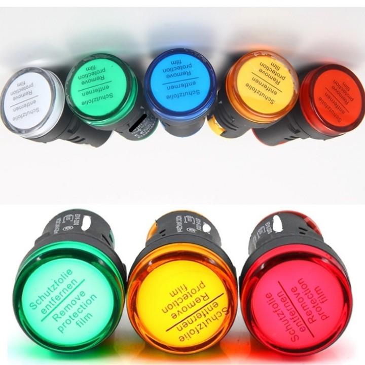 Đèn led báo pha phi 22mm  AD136-22DS điện áp 24vdc và 220vac màu sắc đỏ, vàng, xanh lá, xanh dương, trắng | BigBuy360 - bigbuy360.vn