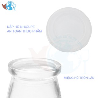 Hộp 12 Hủ sữa chua thuỷ tinh 100ml in hình ngộ nghĩnh ngẫu nhiên