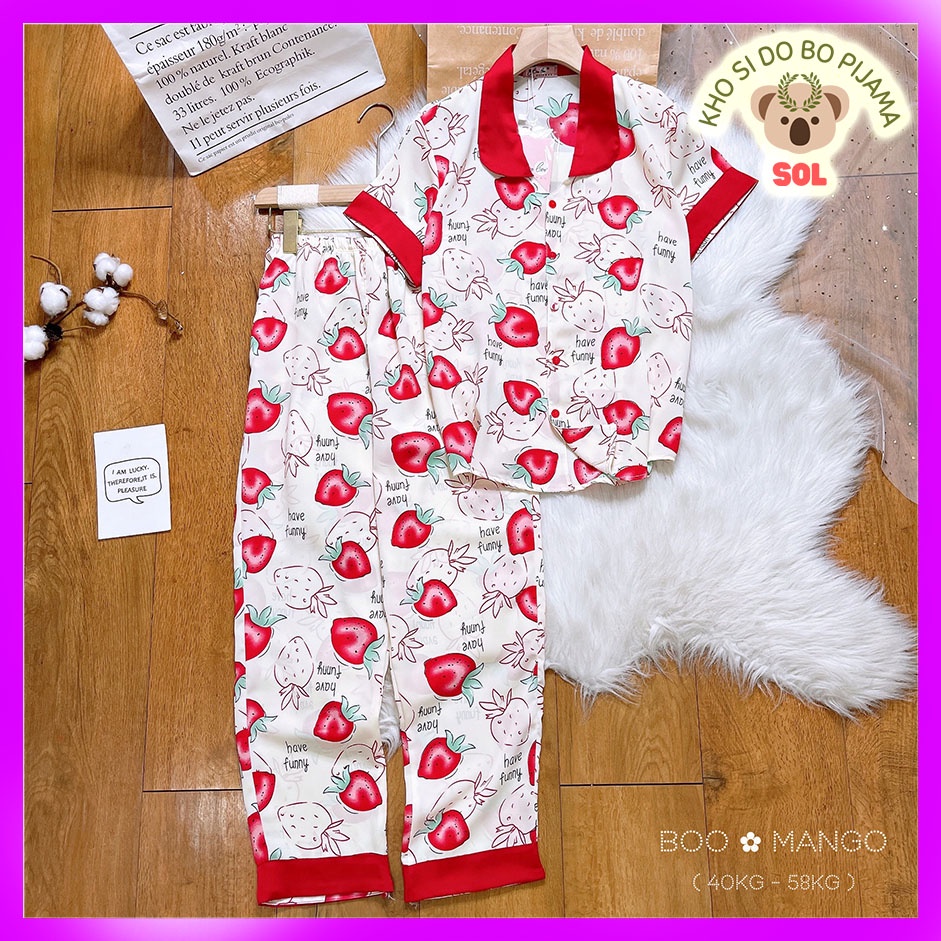 Đồ Bộ Pijama Lụa Mango Cao Cấp,Tay Ngắn Quần Dài,Form 40-60kg