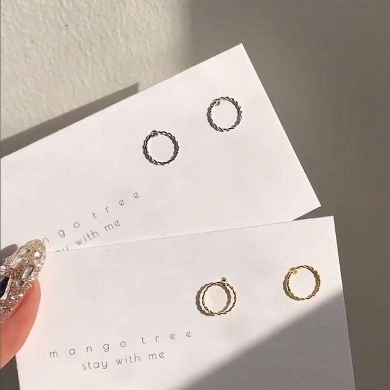 Khuyên Tai Bạc Sterling Mỏng Mặt Tròn Năm Mới