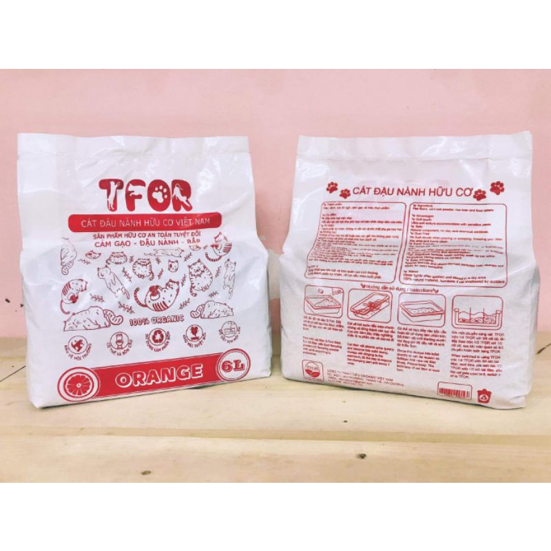 Cát đậu nành TFOR, Cát vệ sinh cho mèo hữu cơ xuất xứ Việt Nam xả được trong bồn cầu Túi 6L - Tpetshop