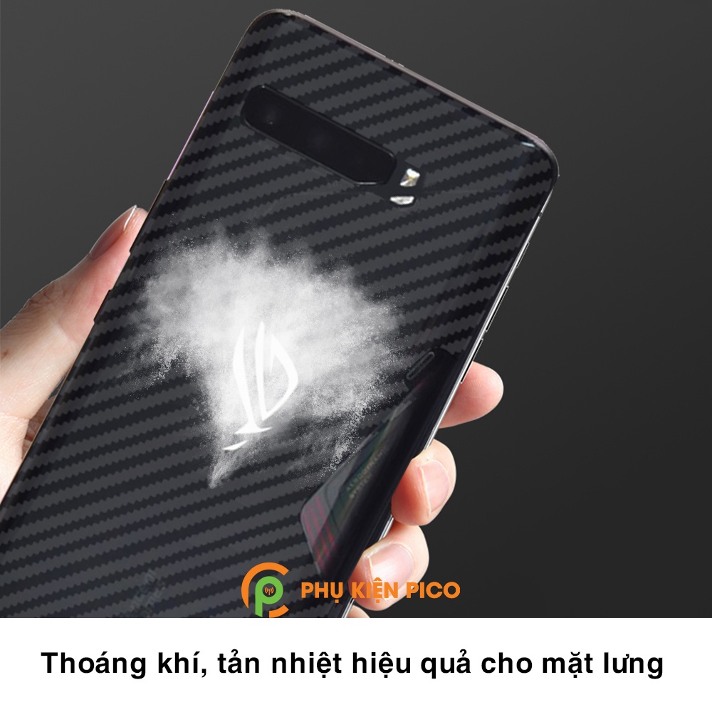Dán lưng Rog Phone 3 / Rog Phone 2 vân Carbon 3D tản nhiệt tốt - Dán lưng vân Carbon Asus Rog Phone