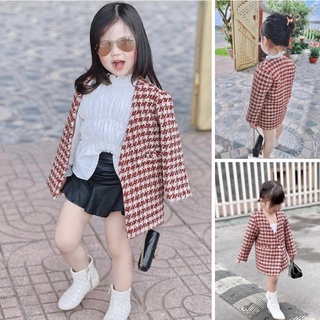 Áo dạ kẻ cao cấp hàng thiết kế cho bé gái