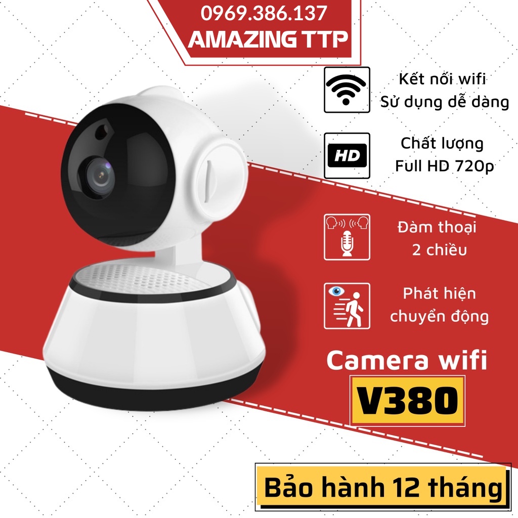 Camera wifi, CAMERA WIFI IP V380 /CAMERA CẦU 045D Full HD - đàm thoại hai chiều - xoay 360 độ - BẢO HÀNH 12 THÁNG