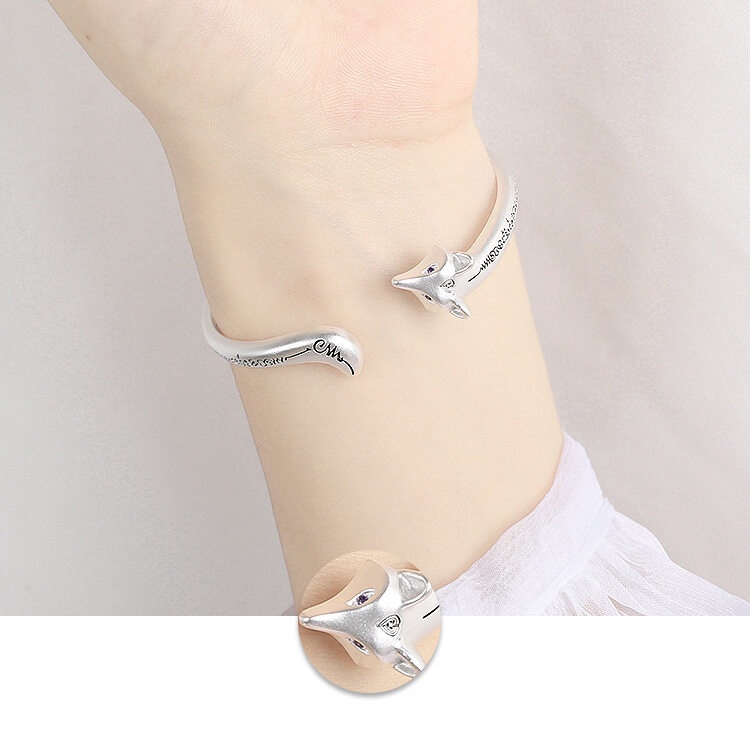 RL-Vòng tay hồ ly kinh thánh tiếng Phạn để tăng sự giàu có và may mắn có thể điều chỉnh mở vòng tay bạc Có được Vòng tay quyến rũ xã hội, tăng cường sức mạnh, giàu có,