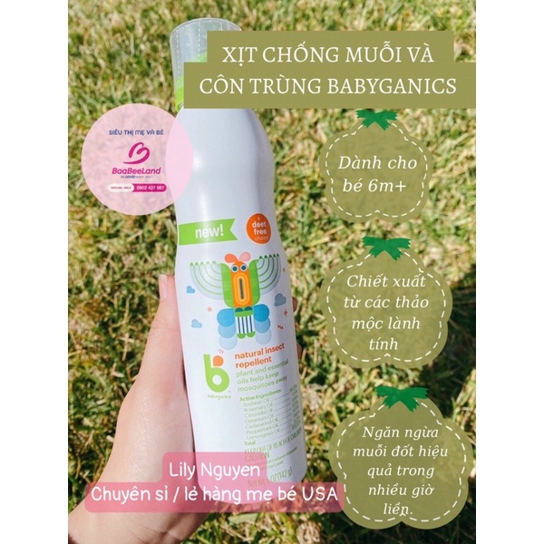 Xịt chống muỗi & côn trùng BabyGanics cho bé BAABEELAND
