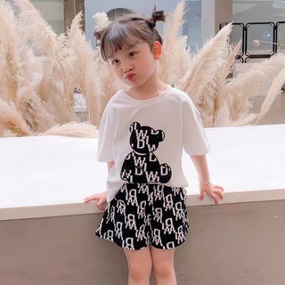 Bộ đồ bé gái Con Xinh cotton gấu JURI, set quần áo trẻ em 5 đến 14 tuổi