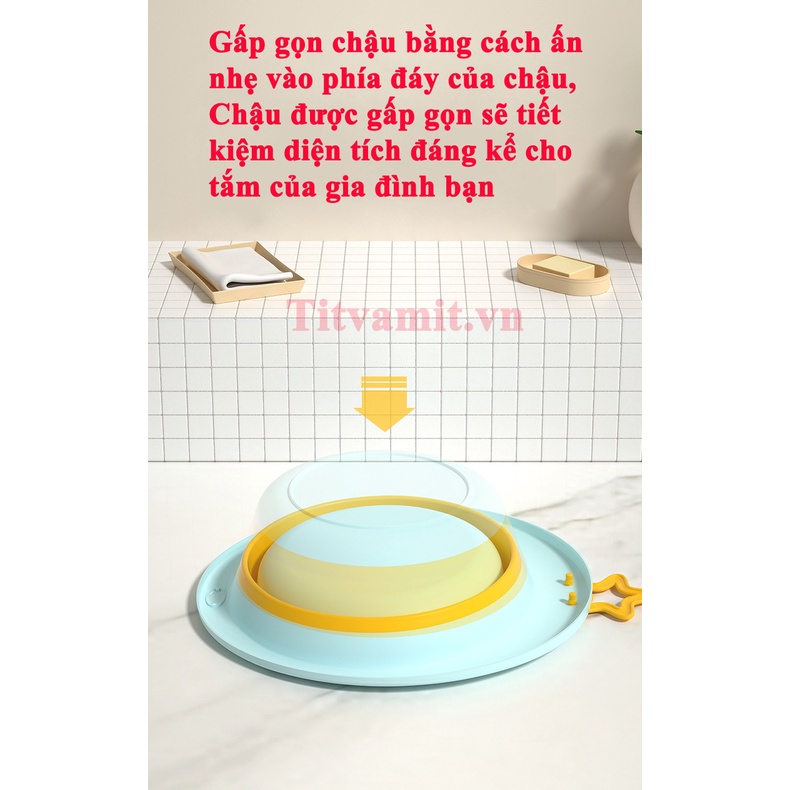 Chậu gấp gọn rửa mặt cho bé hình hổ, chậu rửa mặt cho bé sơ sinh