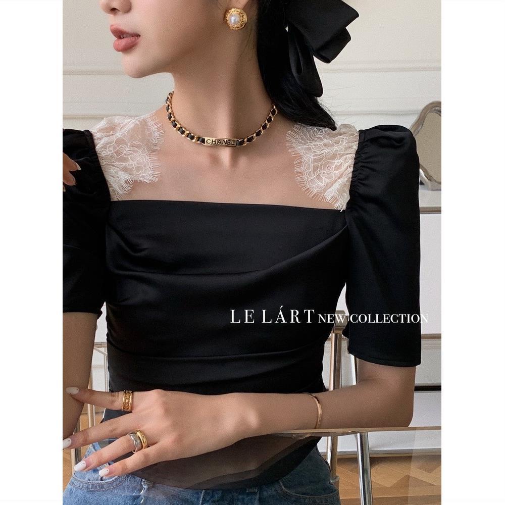 Áo Sơ Mi Chiffon Tay Phồng Xếp Ly Ôm Dáng Phong Cách Hàn Quốc Mới