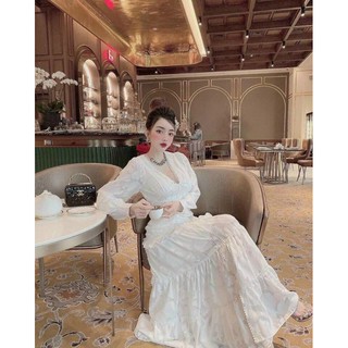 ĐẦM MAXI REN CỔ V