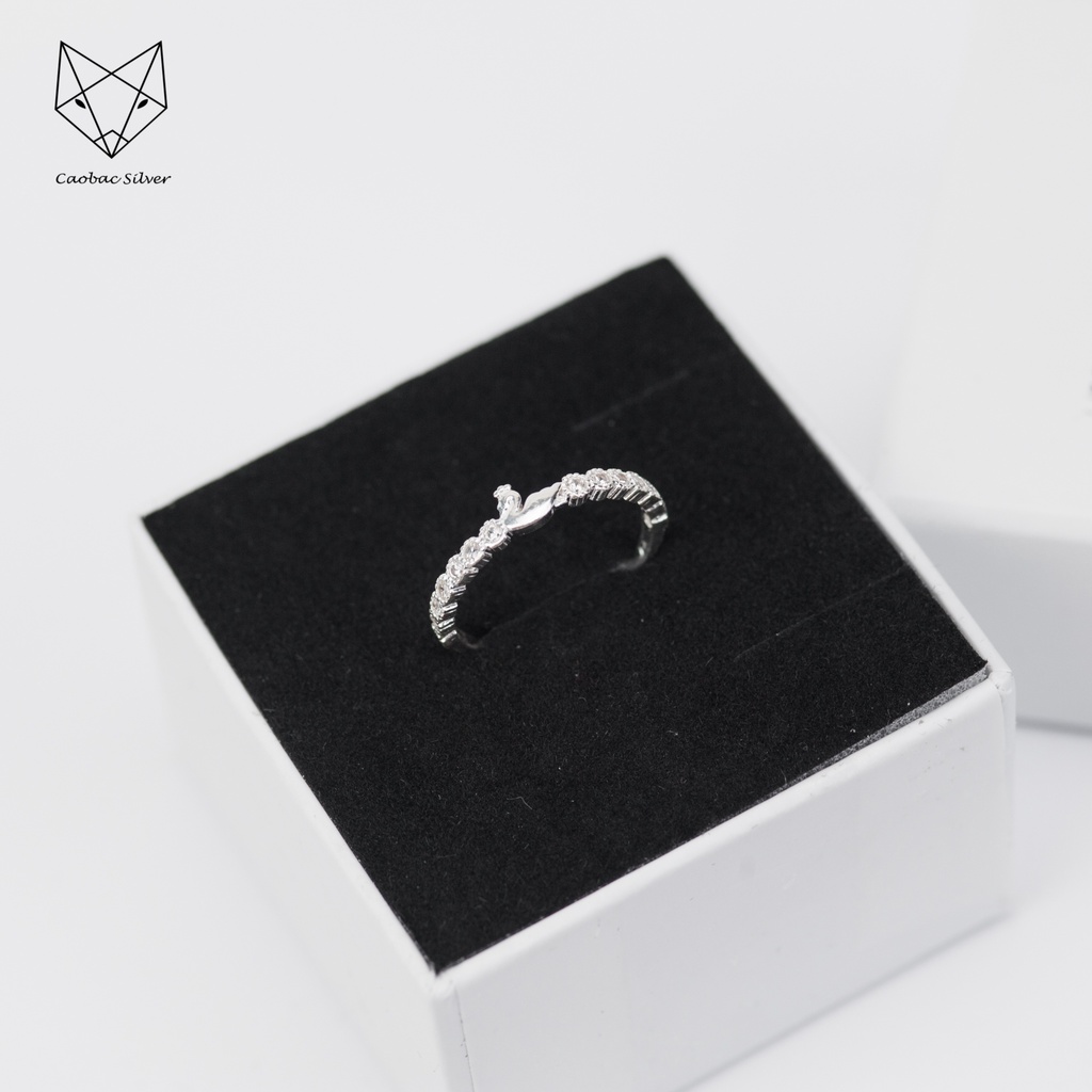 Nhẫn Nữ Bạc Ta CaoBac Silver Mặt Nhẫn Bạc Đính Đá Lấp Lánh Hoạ Tiết Thiên Nga Cạnh Đá Thanh Lịch Quà Tặng Cho Phái Nữ