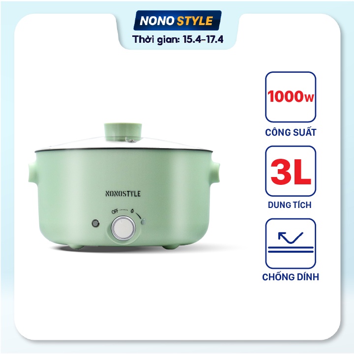 Nồi lẩu điện đa năng NONOSTYLE (3L) - Bảo hành 12 tháng