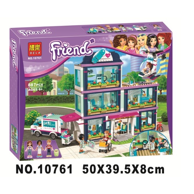 Lắp ráp xếp hình Lego Friends 41318 Bela 10761 10139 : Bệnh viện công viên trái tim Heartlake 887 mảnh